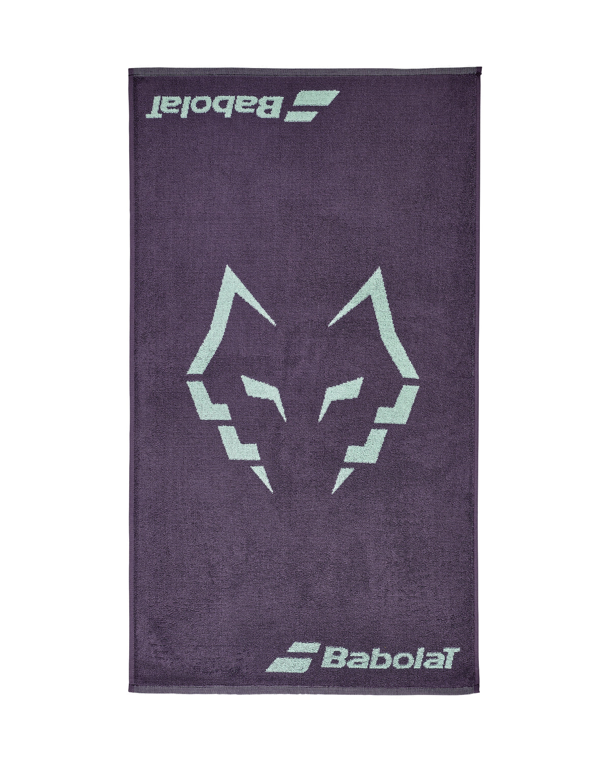 Babolat Medium Towel Lebrón, front view, plum with pale green El Lobo logo