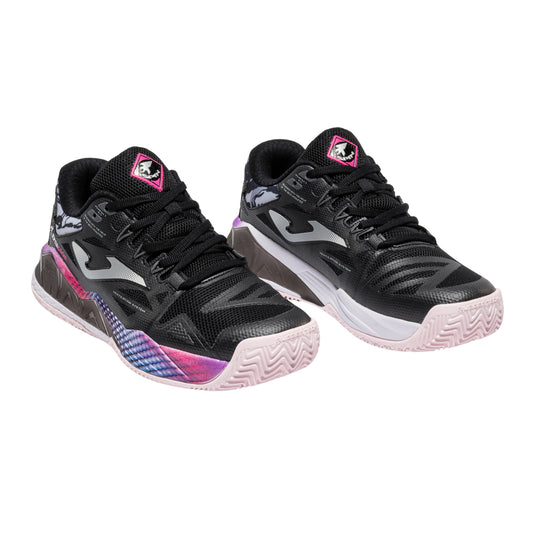 Joma Spin Lady 2601 Padel Shoes Women - Black/Pink - Front three-quarter pair