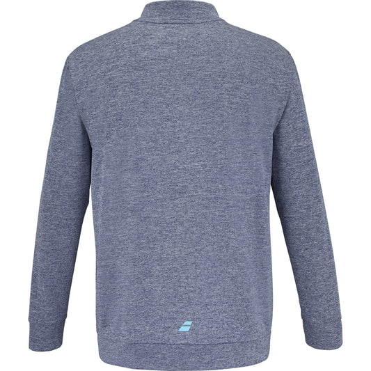 Babolat Juan Lebrón Padel jacket, back view with heathered blue fabric and logo