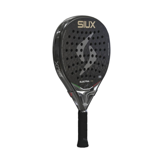 Siux Electra Pro IT26 2026 Padel Racket in black, left front three-quarter view