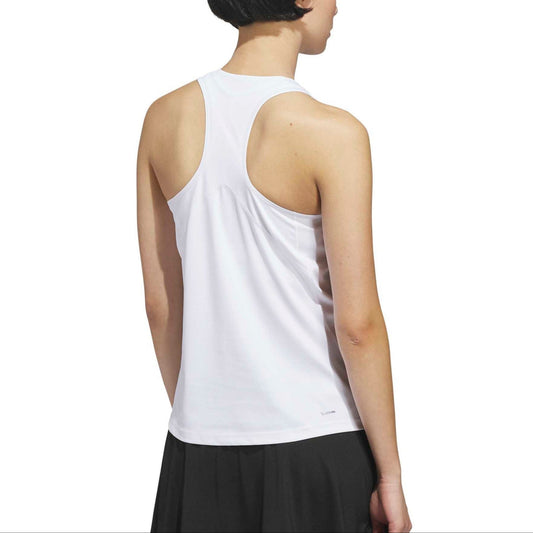 Adidas Club Tennis Climacool tank worn, back three-quarter view showing racerback mesh