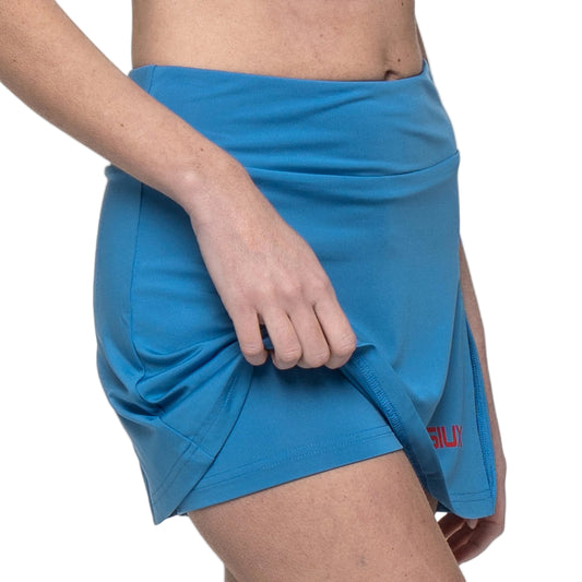 Siux Cyber 26 Padel skirt, inner shorts detail shown on model