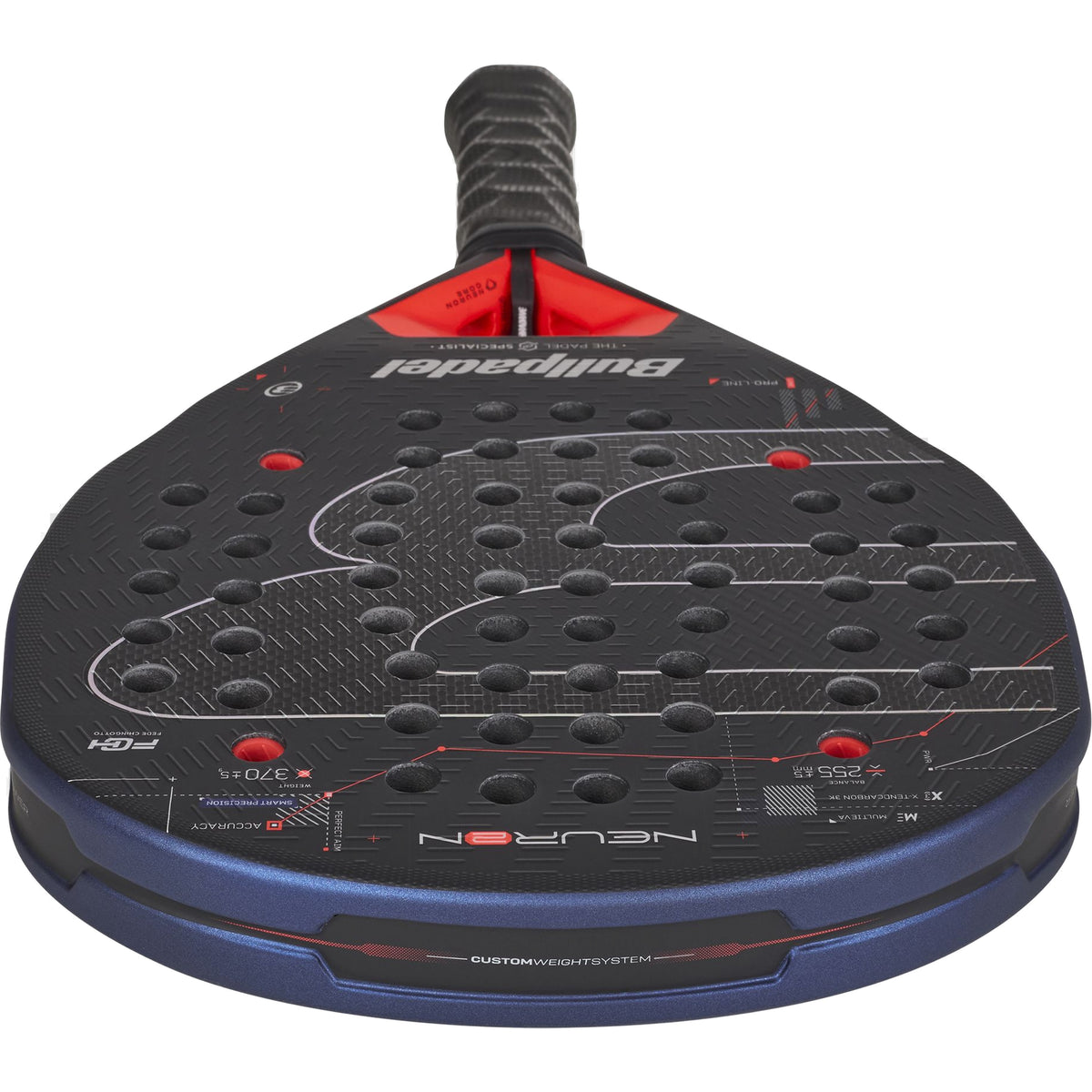 Bullpadel Neuron 02 2027 Padel Racket, top-down view of hybrid head