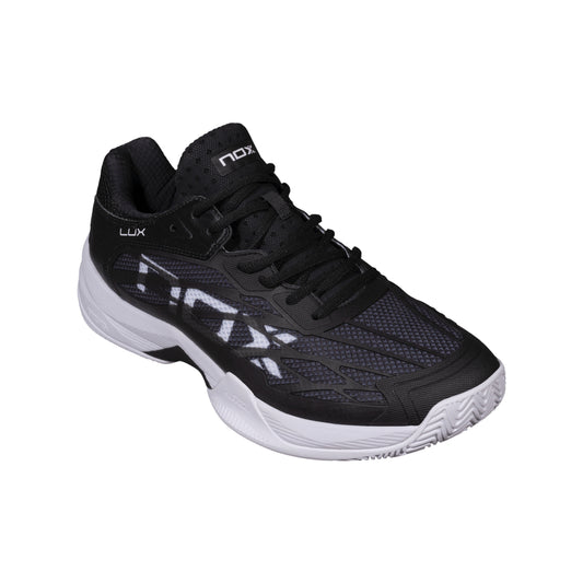 NOX AT10 Lux Padel Shoes - Black/White - Front three-quarter