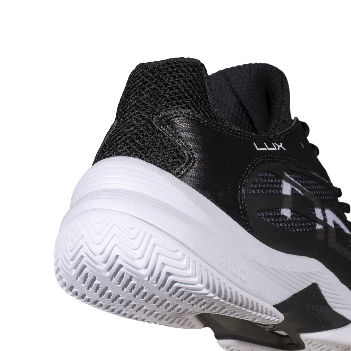 NOX AT10 Lux Padel Shoes - Black/White - Heel and outsole detail