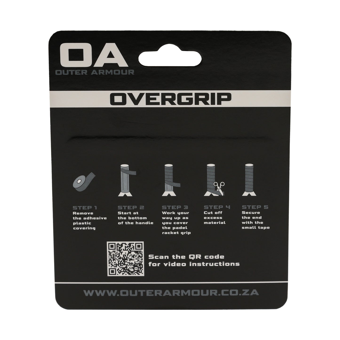 Outer Armour Overgrip 3 Pack - Black Smooth - Back