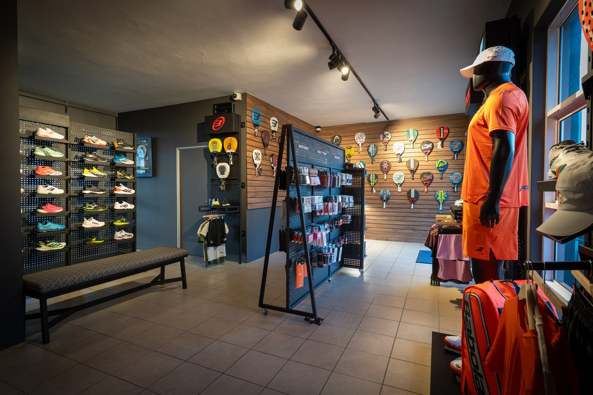 PadelZone Central Ballito — shoe wall and apparel