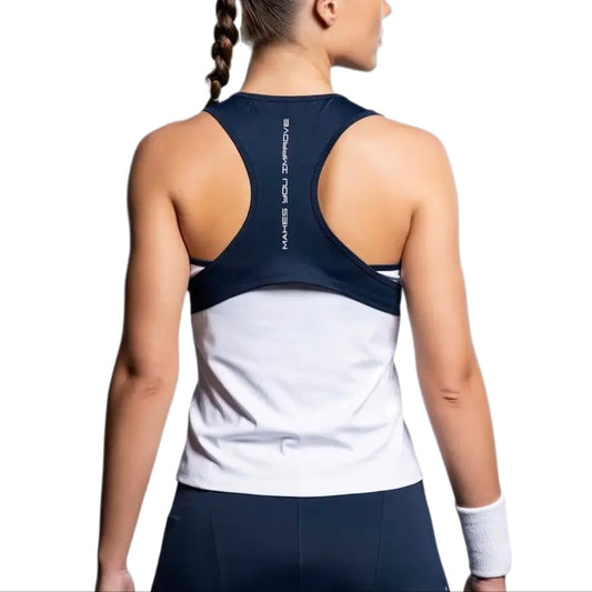 NOX Team Tank Top Women - White/Navy Blue - Model Back