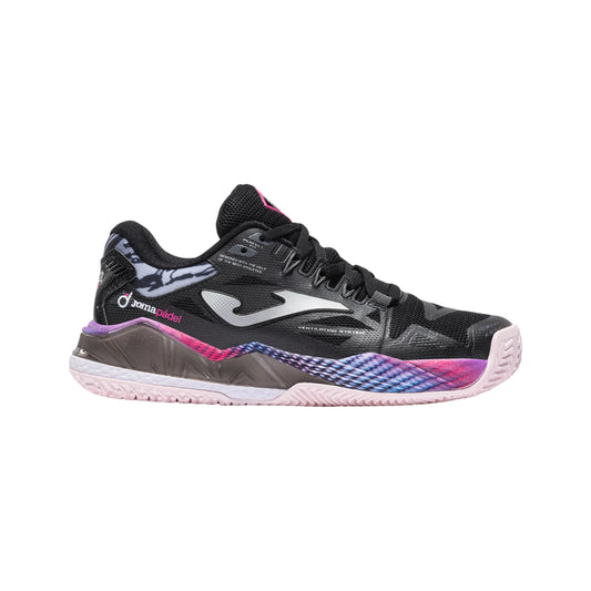 Joma Spin Lady 2601 Padel Shoes Women - Black/Pink - Lateral side profile