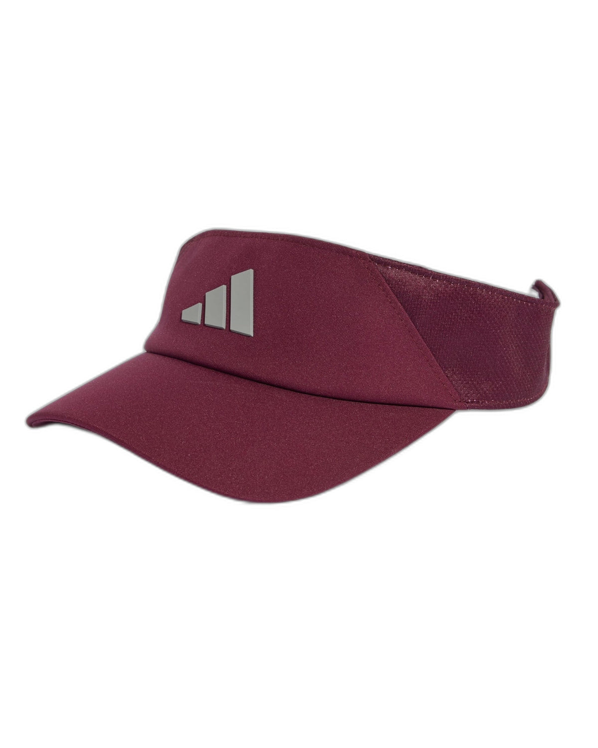 Adidas Climacool Visor, front three-quarter view in maroon with Iron Metallic logo