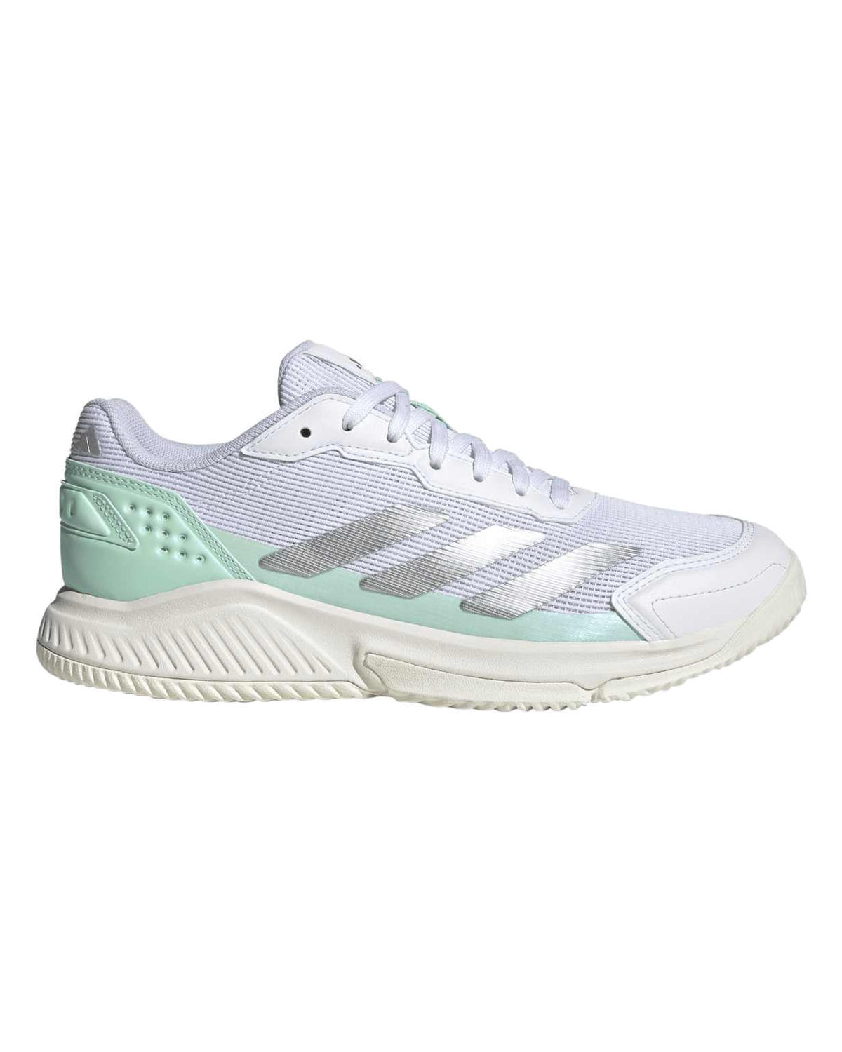 Adidas CourtQuick Padel Shoes Women - White/Silver/Clear Mint - Lateral side