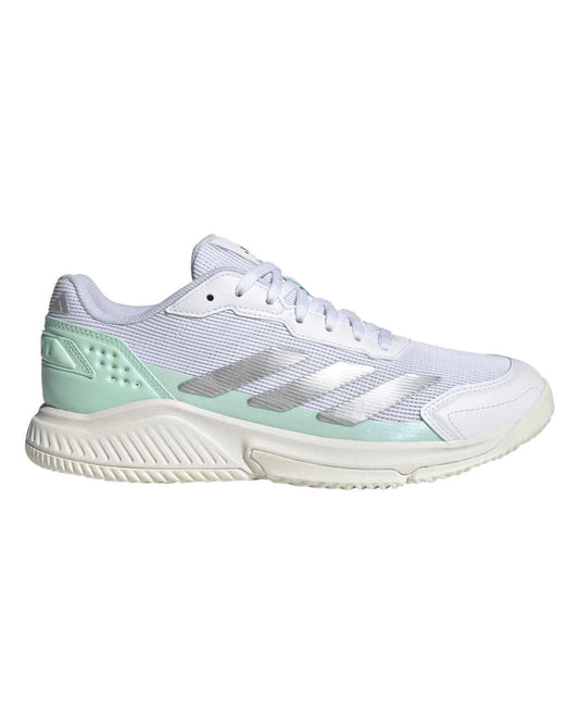 Adidas CourtQuick Padel Shoes Women - White/Silver/Clear Mint - Lateral side