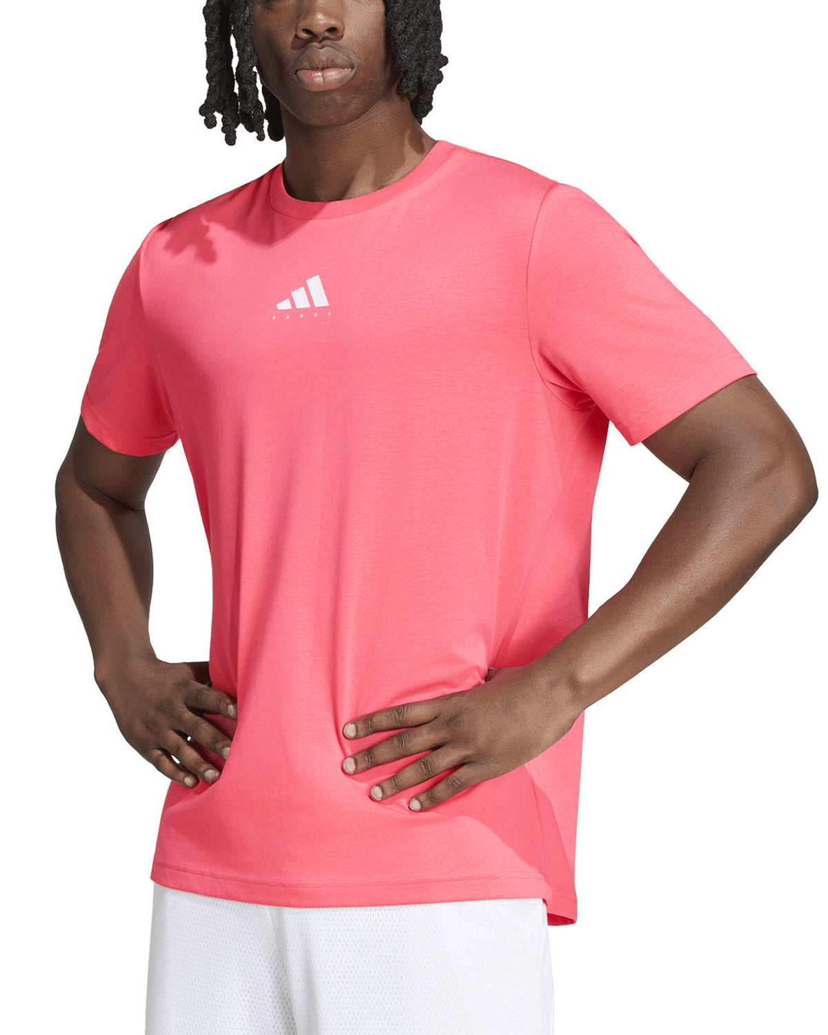 Adidas Padel Category Graphic T-Shirt in Pure Turbo pink, front worn view