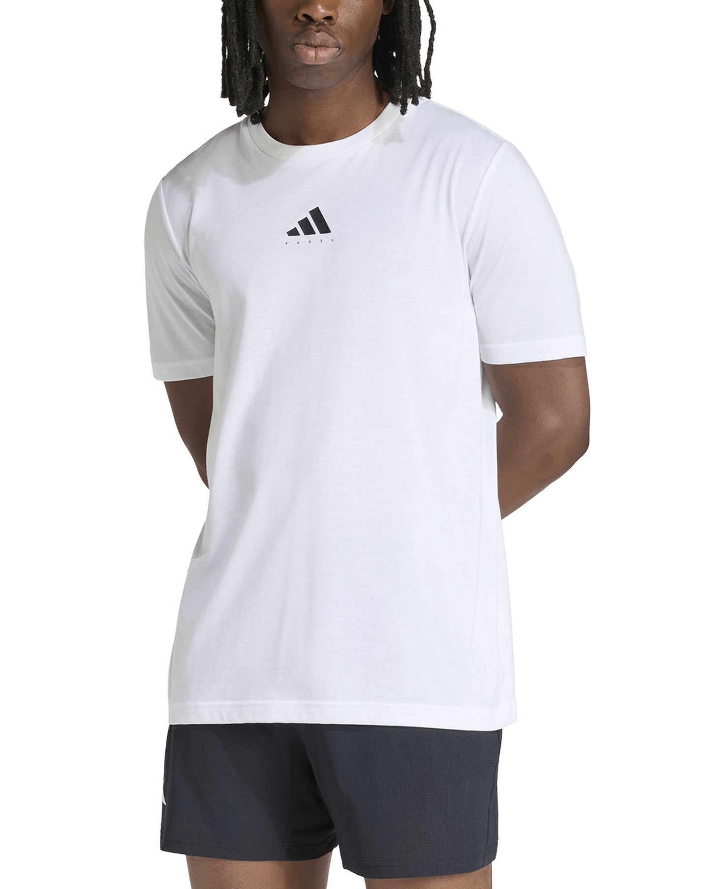 Adidas Padel Category Graphic T-Shirt in white, front worn view
