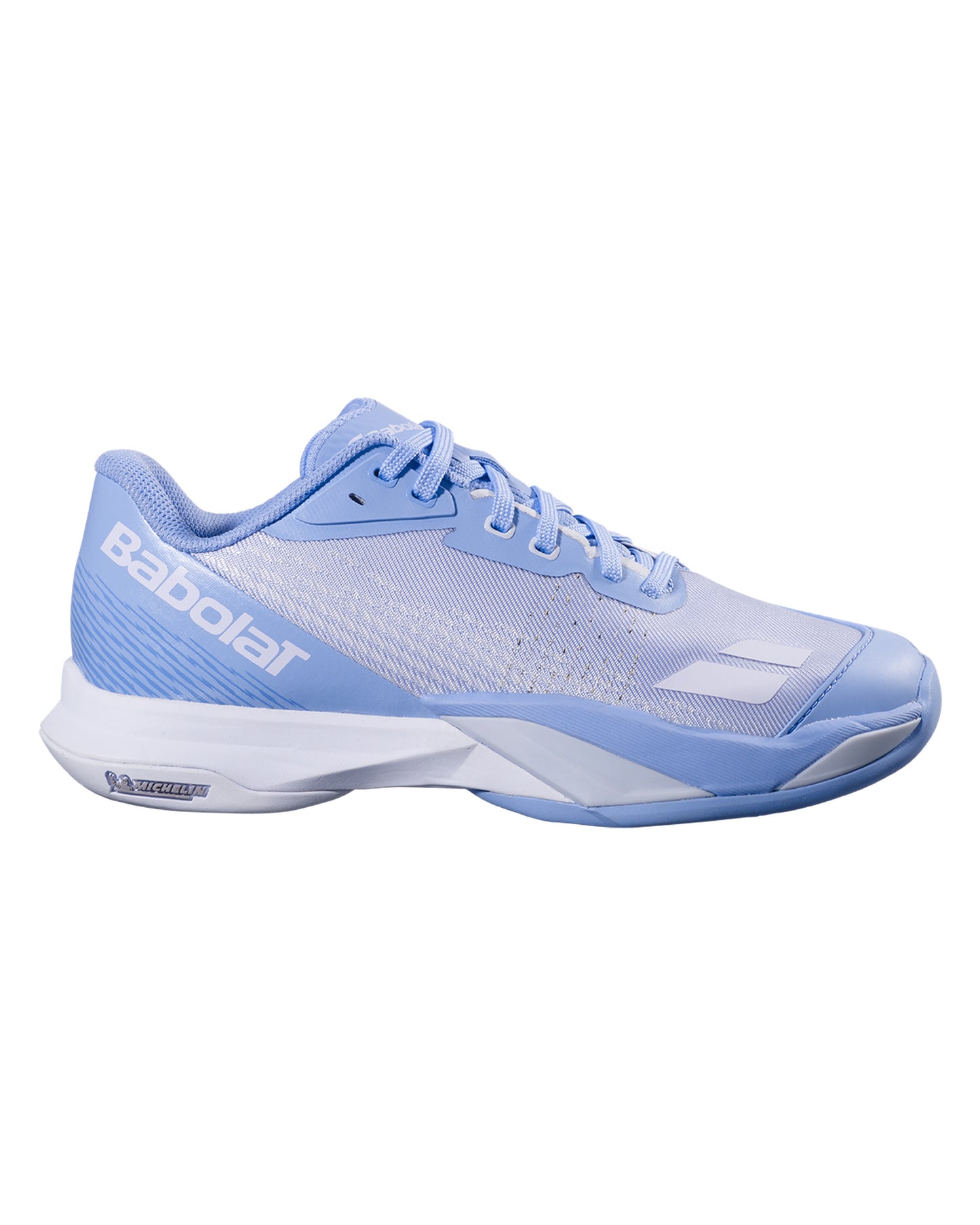 Babolat Jet Mach 4 All Court Padel Shoes, Lavender/White, lateral side profile