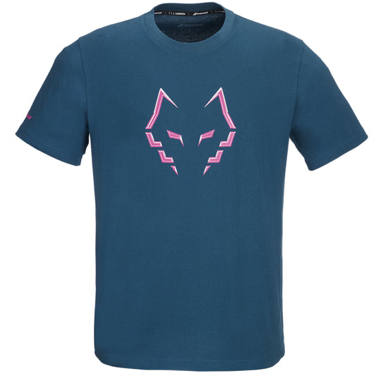 Babolat Lebron Cotton T-Shirt, front view in Legion Blue with wolf chest graphic
