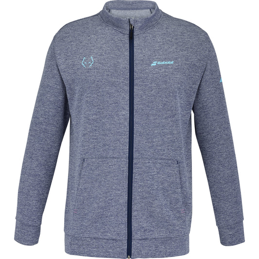 Babolat Juan Lebrón Padel jacket, blue front view with zip and chest branding