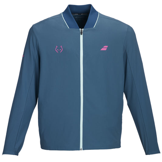 Babolat Lebron Tech Padel jacket, front view, Legion Blue with pink chest logos