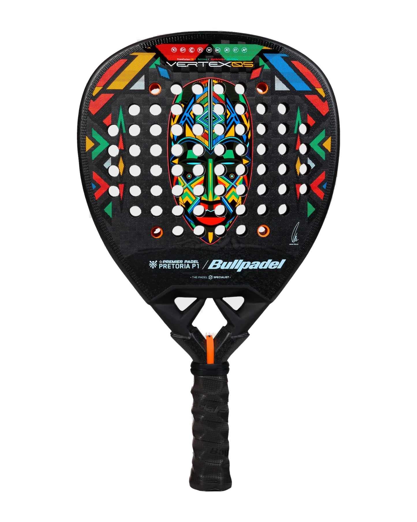 Bullpadel Vertex 05 Pretoria LTD Padel Racket, straight front face, diamond head