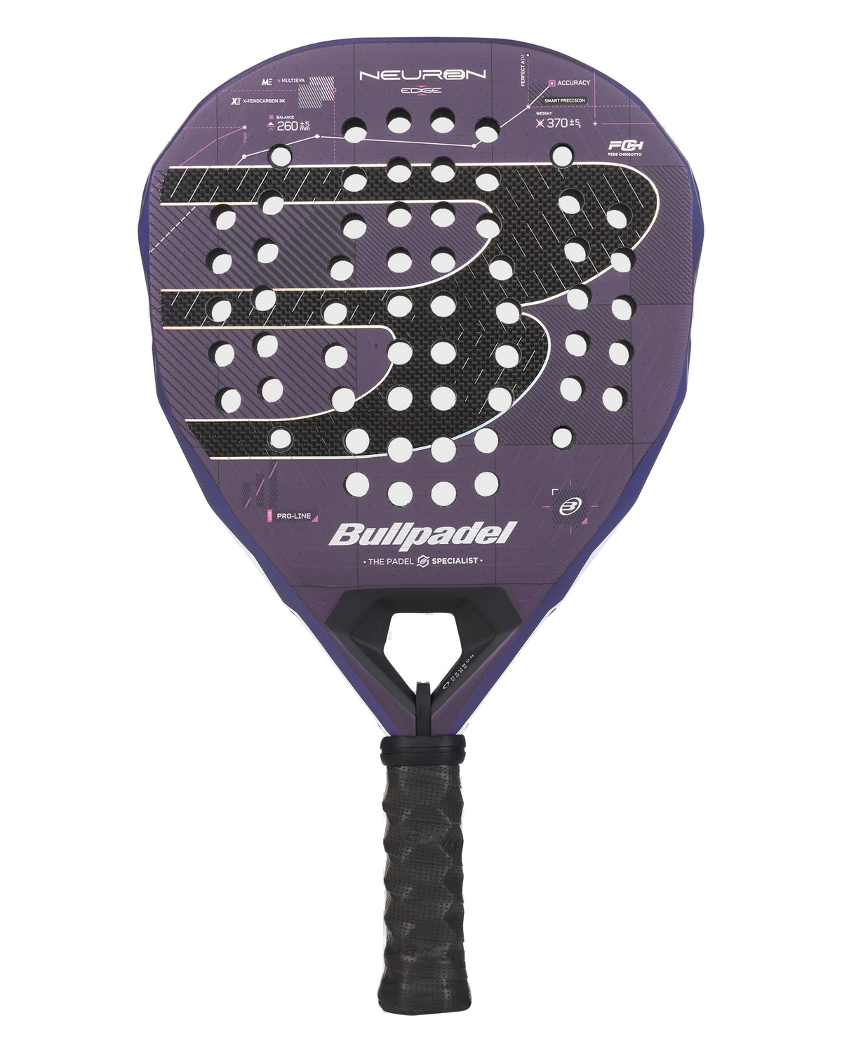 Bullpadel Neuron 02 Edge 2027 Padel Racket - Purple front face full view