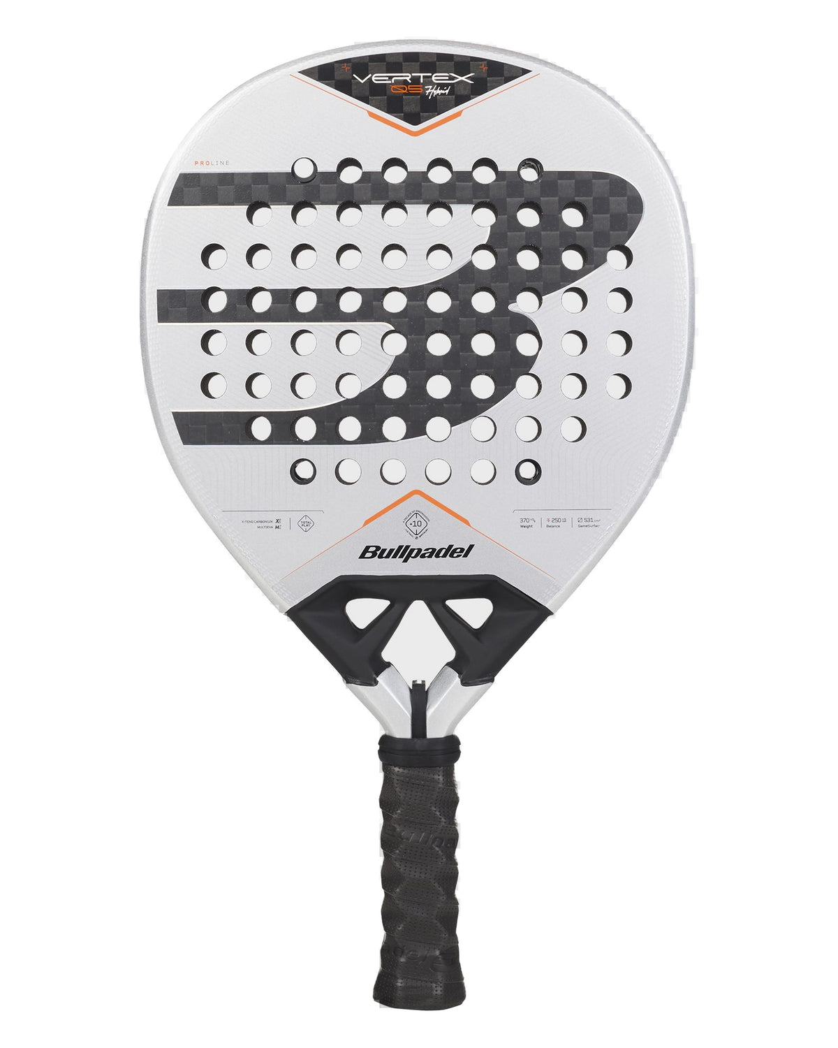 Bullpadel Vertex 05 Hybrid 2027 Padel racket, front hitting face, hybrid head shape