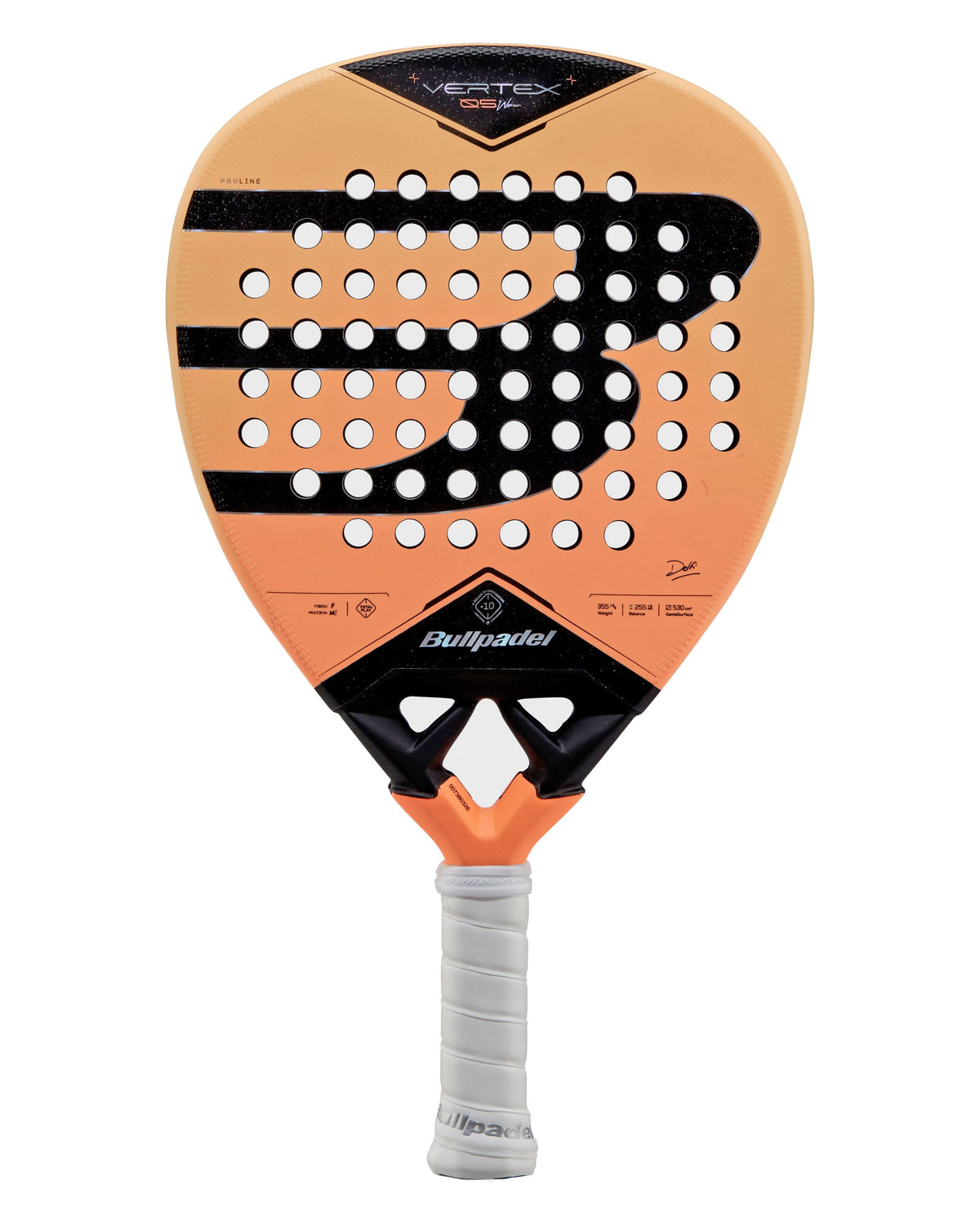 Bullpadel Vertex 05 W 2027 Padel Racket, front face, peach-orange and black