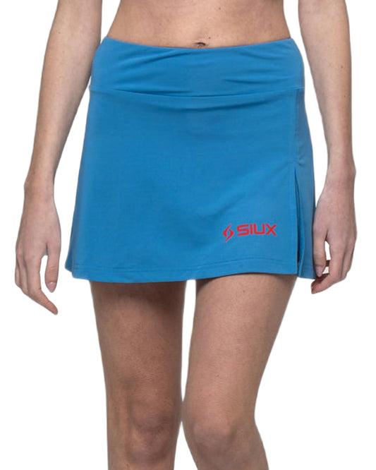 Siux Cyber 26 Padel skirt, front view on model in blue