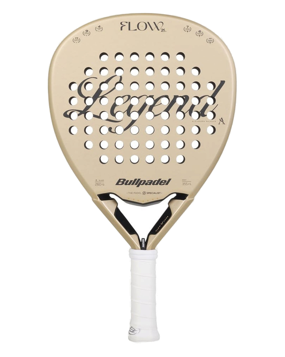 Bullpadel Flow Legend 2027 Padel Racket - Gold Front Face