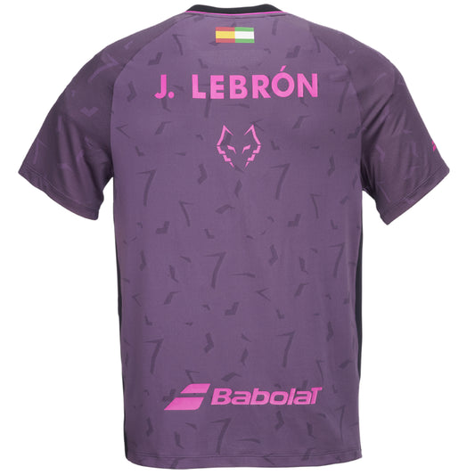 Babolat Lebron Replica T-Shirt, rear view with J. LEBRÓN lettering and branding