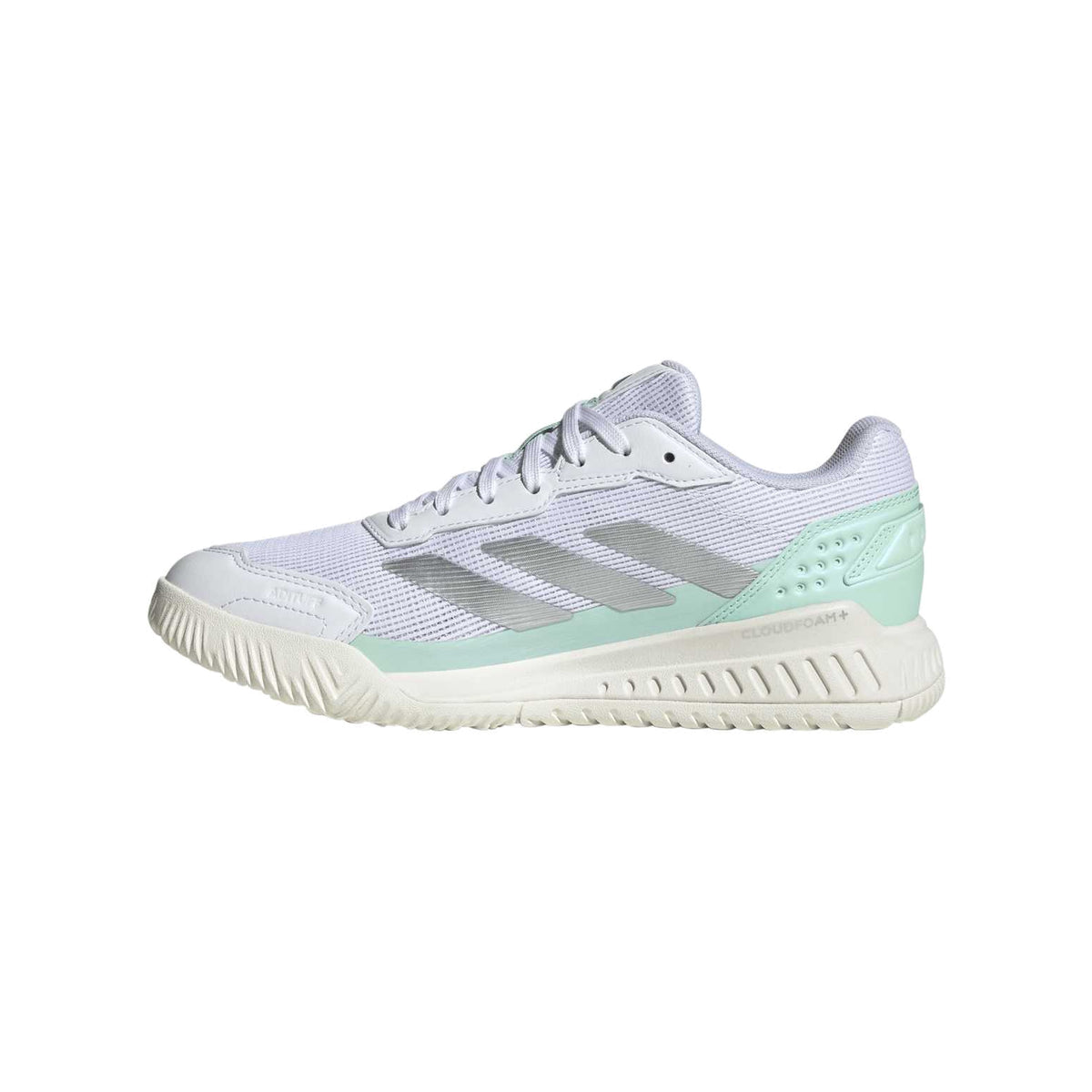 Adidas CourtQuick Padel Shoes Women - White/Silver/Clear Mint - Medial side