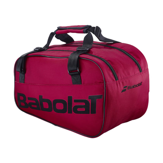 Babolat Court S Padel Bag in burgundy and black, rear view with shoulder strap