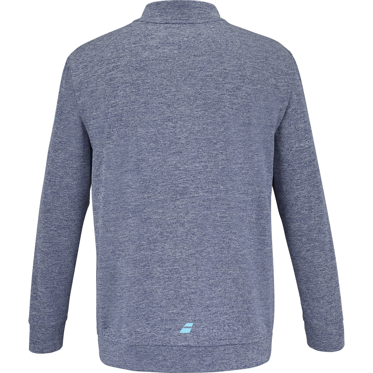 Babolat Juan Lebrón Padel jacket, back view with heathered blue fabric and logo