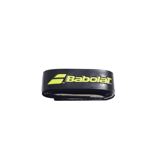 Babolat Syntec Pro replacement grip, black roll with yellow branding and backing