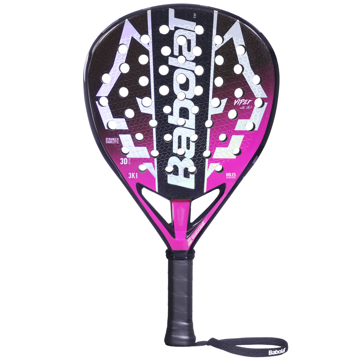 Babolat Viper Juan Lebrón 3.1 Padel Racket, back face with purple-pink accents