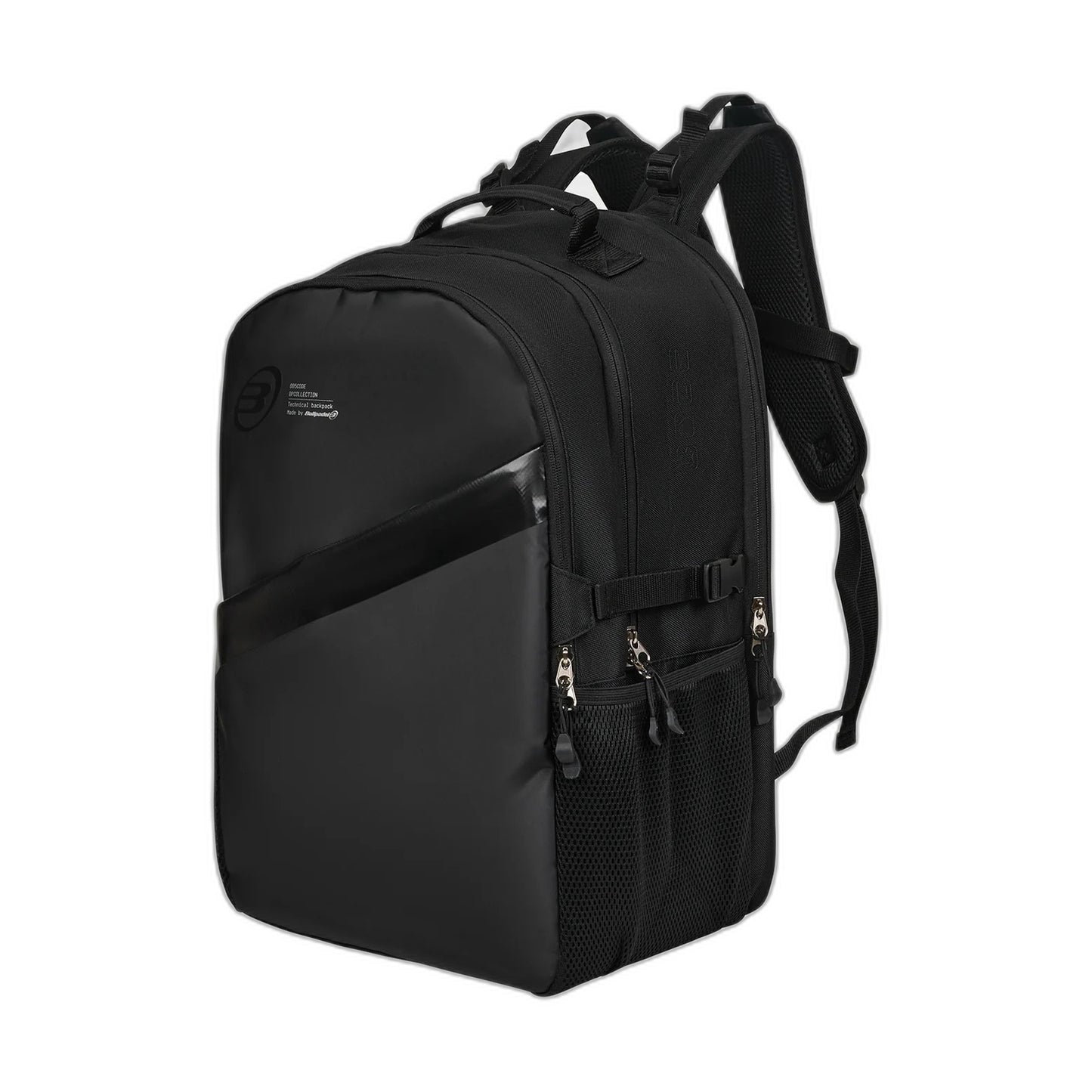 Bullpadel BPM26003 Tech Padel backpack, three-quarter view showing depth and side pocket