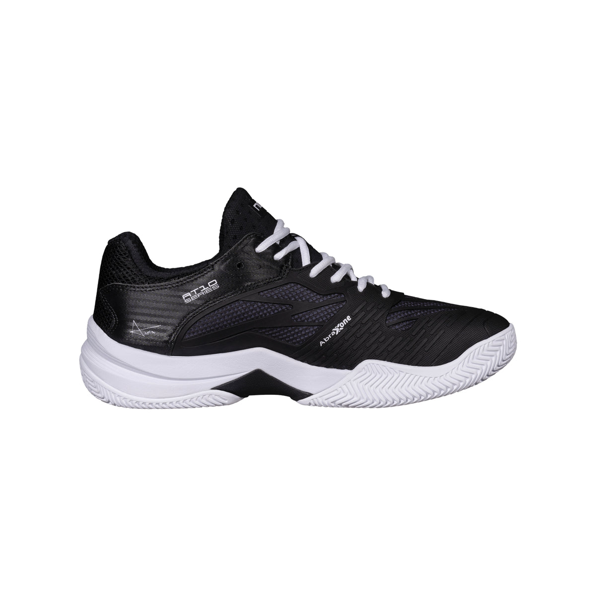 NOX AT10 Lux Padel Shoes - Black/White - Medial side profile with white laces