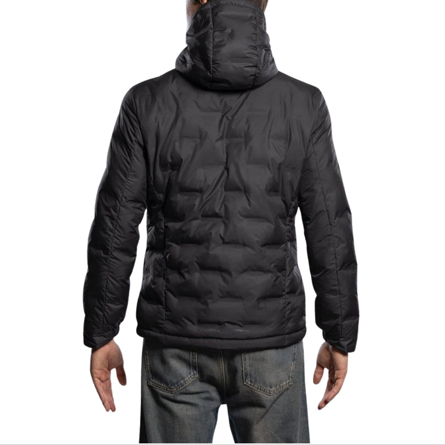 NOX Team Quilted Padel Jacket, worn back view, black quilted polyester