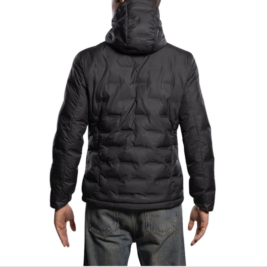 NOX Team Quilted Padel Jacket, worn back view, black quilted polyester