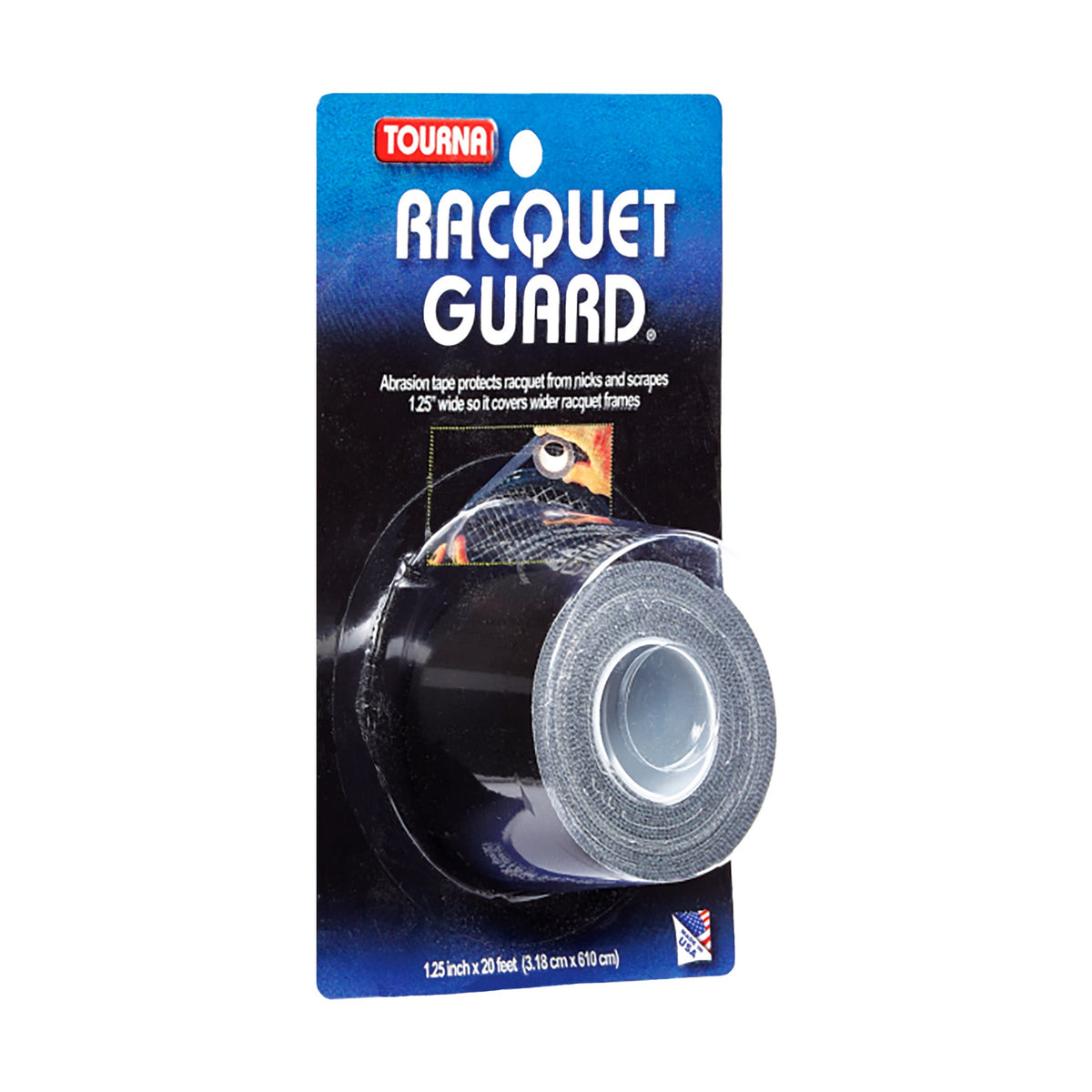 Tourna Racquet Guard Tape Wide, angled packaging view of black frame protection tape