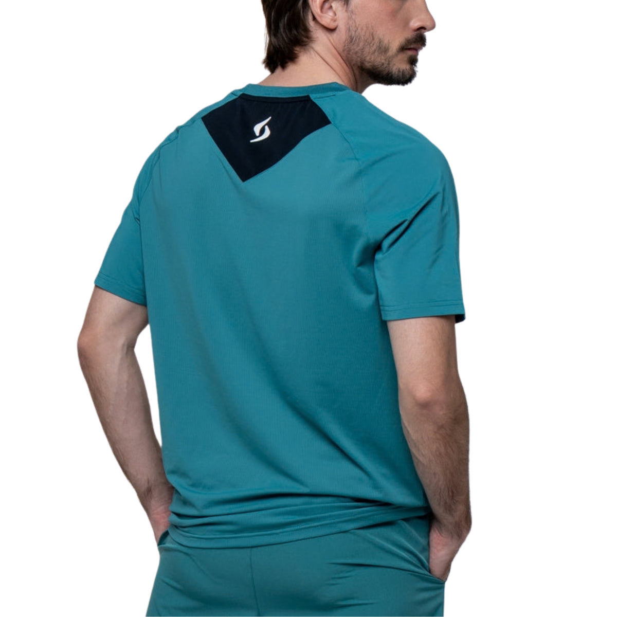 Siux Match 26 Padel T-Shirt, rear three-quarter view showing dark upper back panel