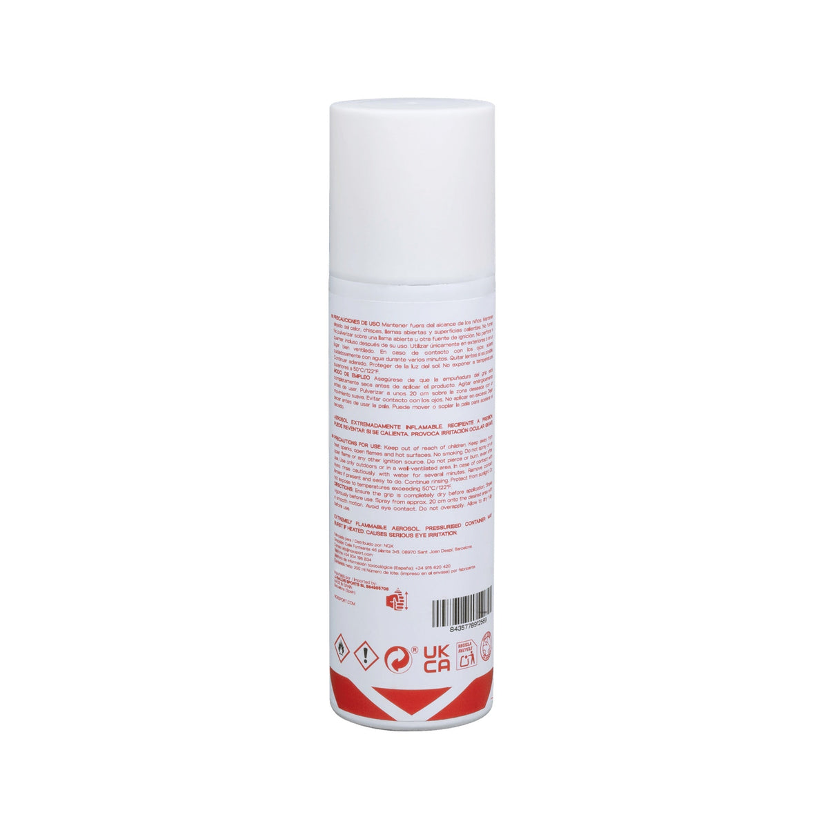 NOX PROGRIP Padel grip spray, back label and barcode on capped can