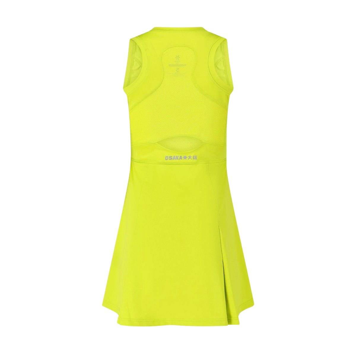 Osaka Floucy Padel Dress, Acid Lime back, racerback mesh and small opening