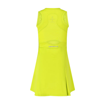 Osaka Floucy Padel Dress, Acid Lime back, racerback mesh and small opening