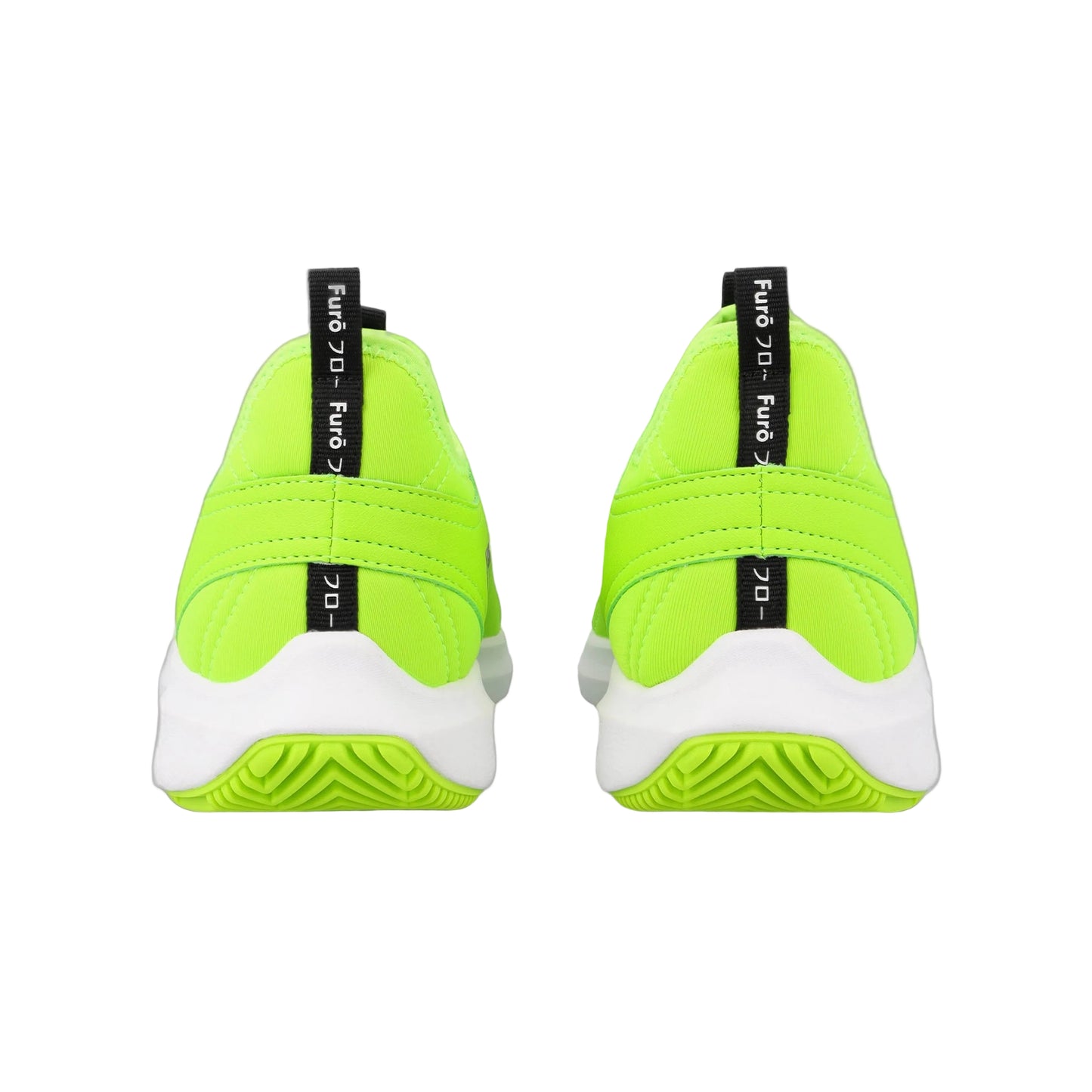 Osaka Furo Court Padel shoes, Wild Lime pair viewed from the heel