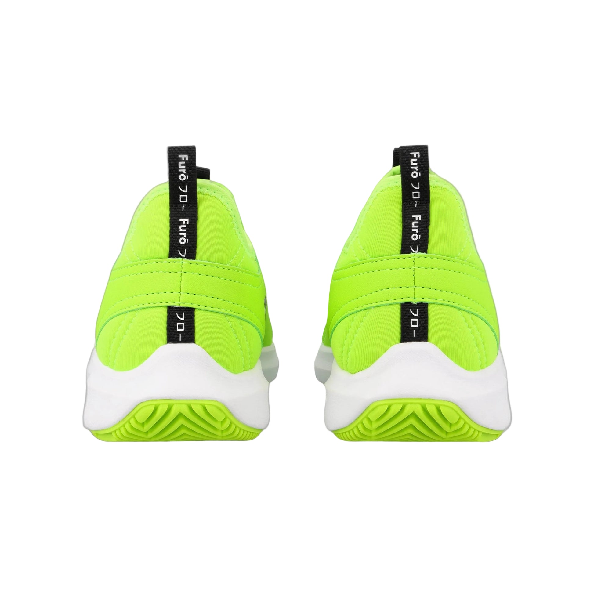 Osaka Furo Court Padel shoes, Wild Lime pair viewed from the heel