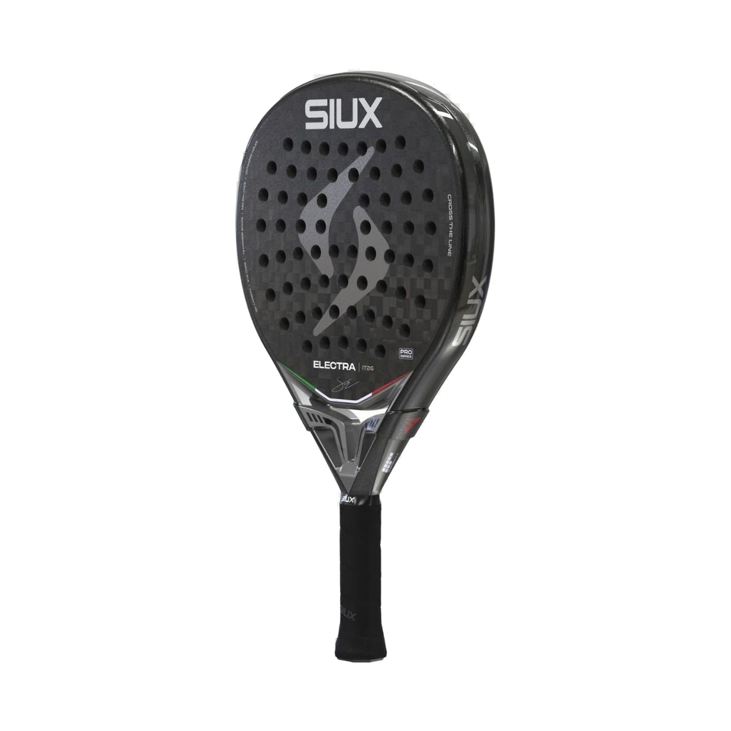 Siux Electra Pro IT26 2026 Padel Racket in black, right front three-quarter view