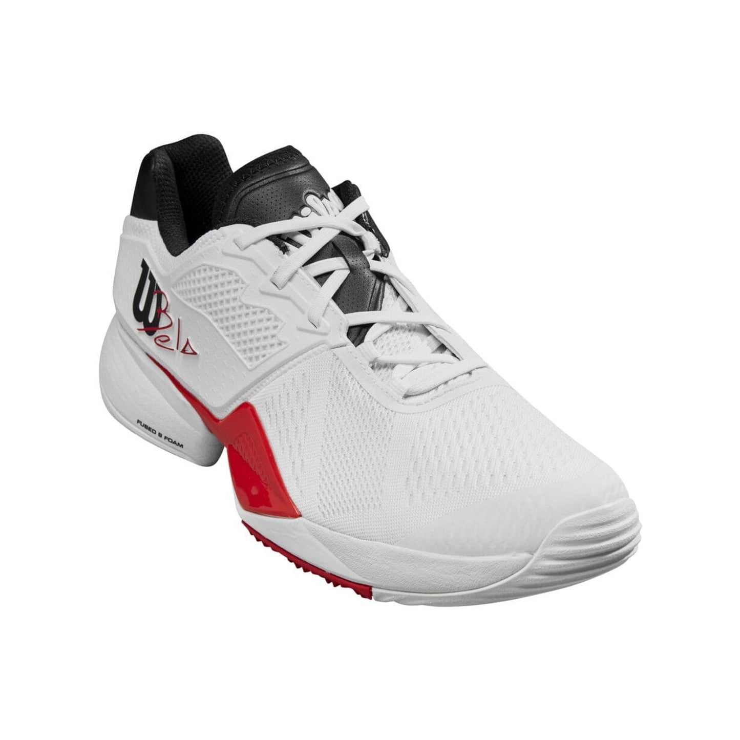 Wilson Bela Tour Padel shoe, front three-quarter view showing engineered mesh upper
