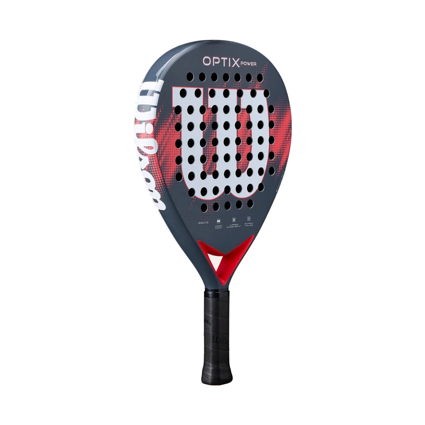 Wilson Optix V2 Power Padel racket, left three-quarter view of full frame