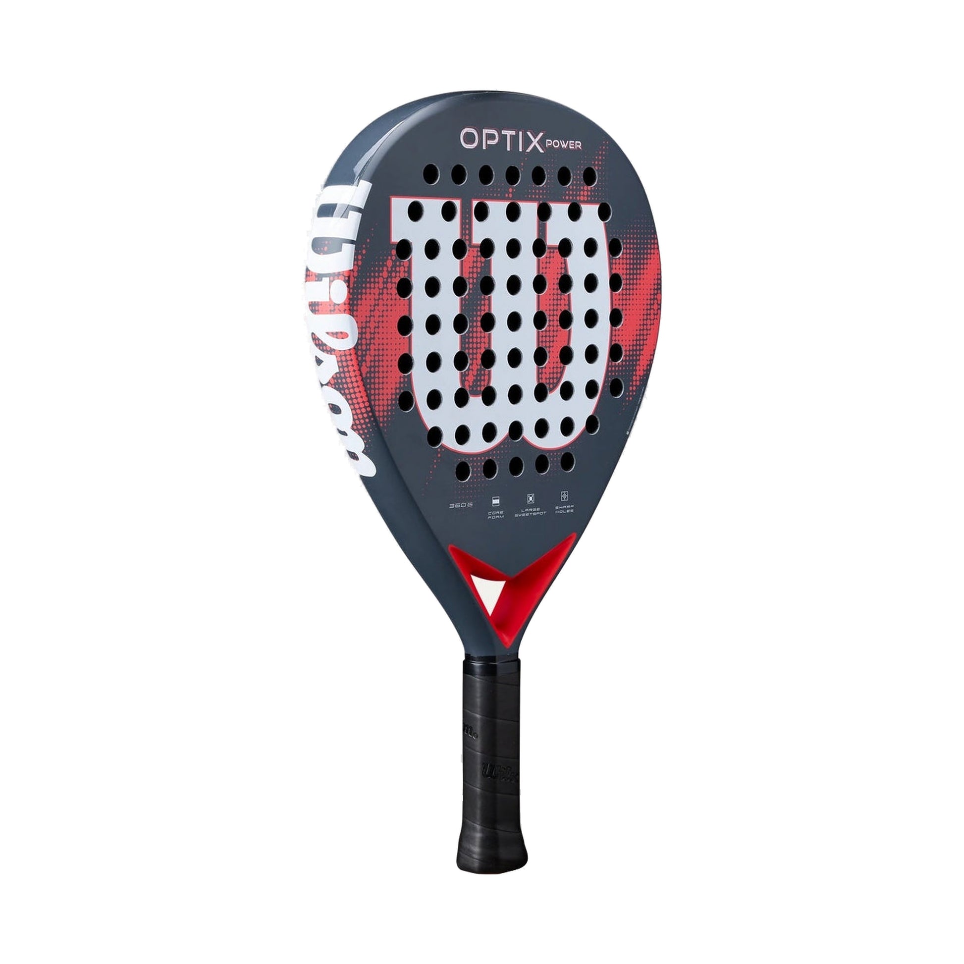 Wilson Optix V2 Power Padel racket, left three-quarter view of full frame