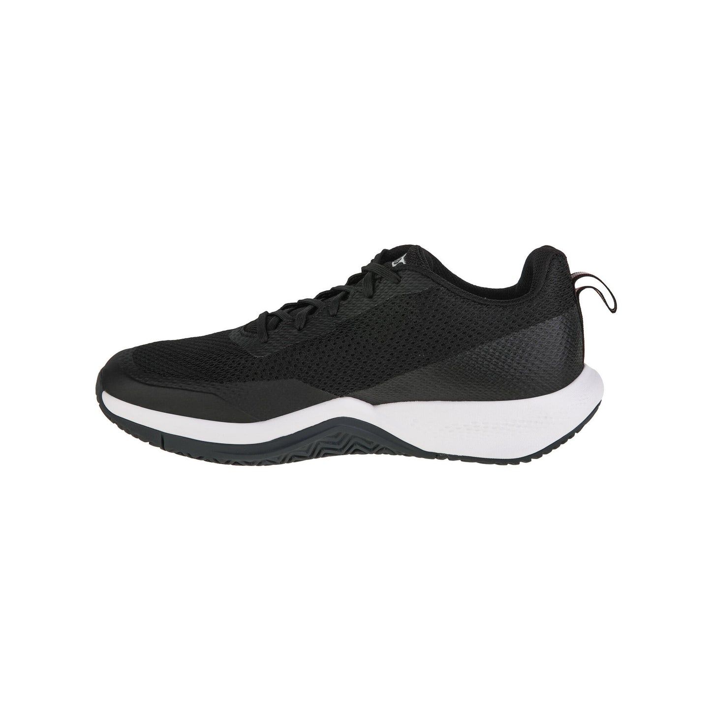 Wilson Rush Pro Lite Padel shoes, medial side profile, Black Ebony White colourway